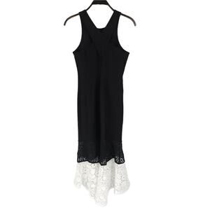 Adelyn Rae Sleeveless High Low Dress Black White Lace Trim